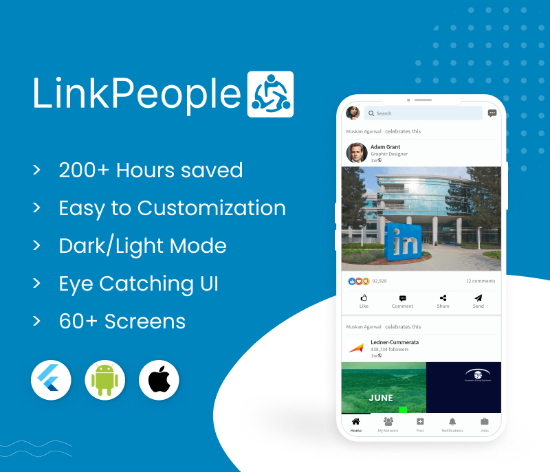 Mighty Link People - Flutter UI design clone of linkedin app - 4